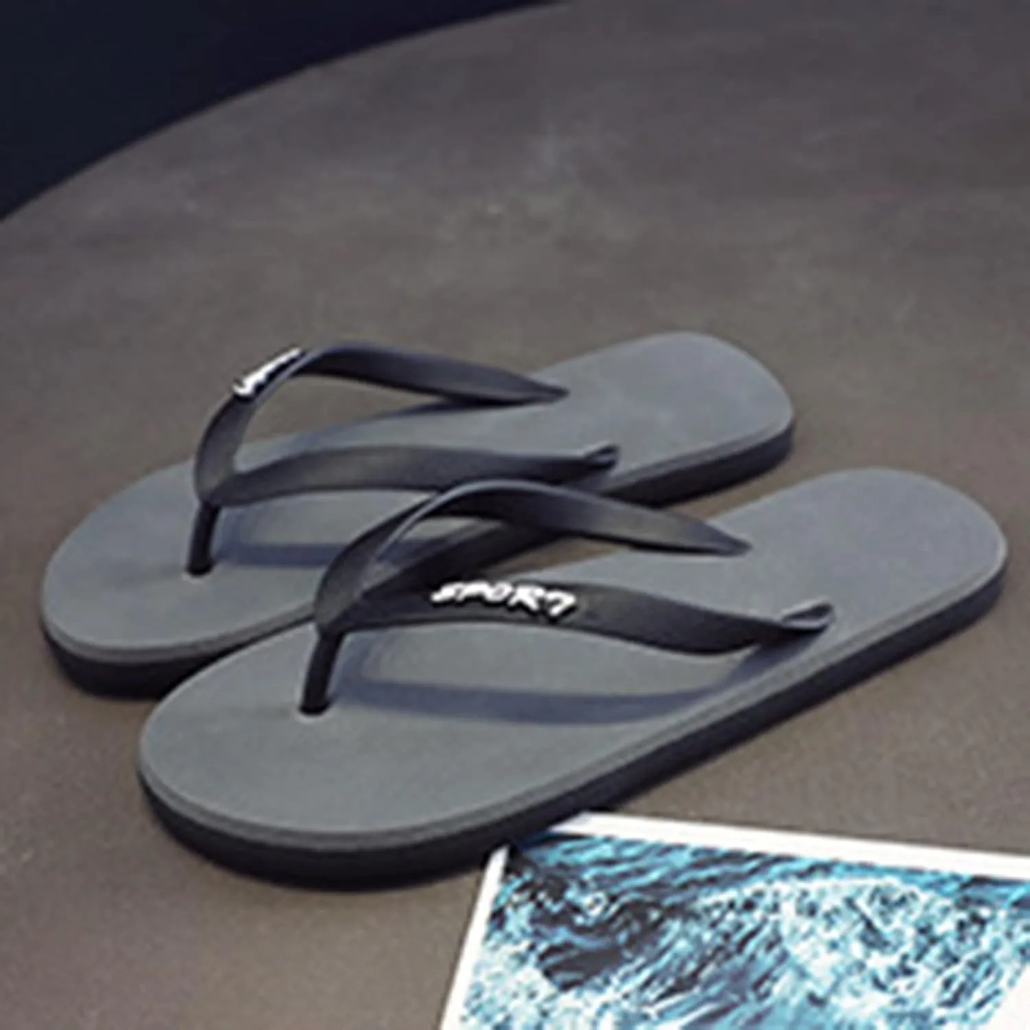 Vickyleb Flip Flops for Men,Men's Flip Flops Trendy Summer Comfortable Fashion Beach Sandals C