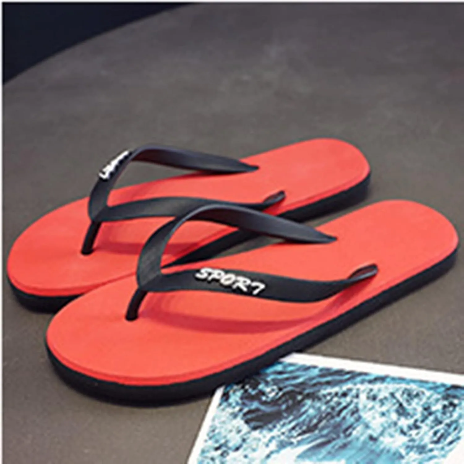Vickyleb Flip Flops for Men,Men's Flip Flops Trendy Summer Comfortable Fashion Beach Sandals C