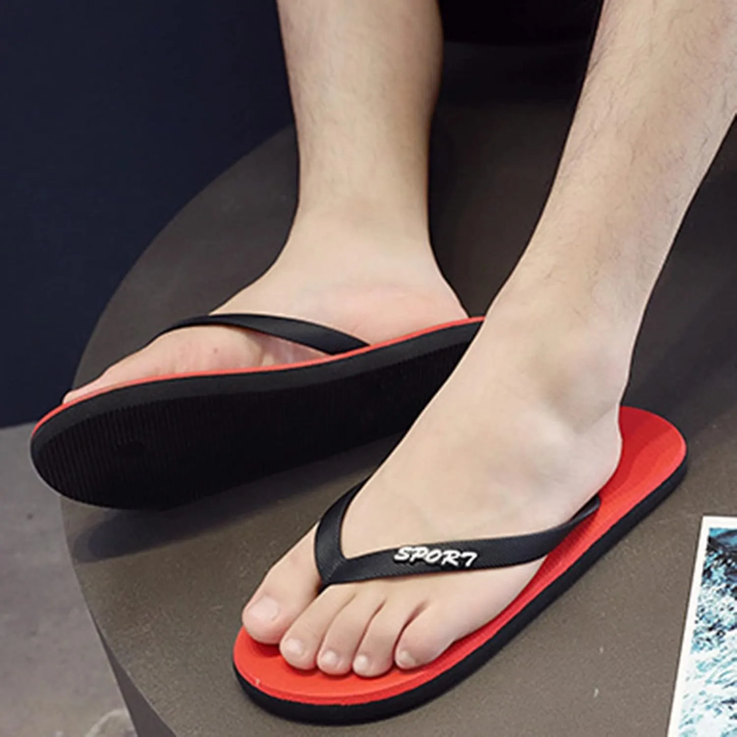 Vickyleb Flip Flops for Men,Men's Flip Flops Trendy Summer Comfortable Fashion Beach Sandals C