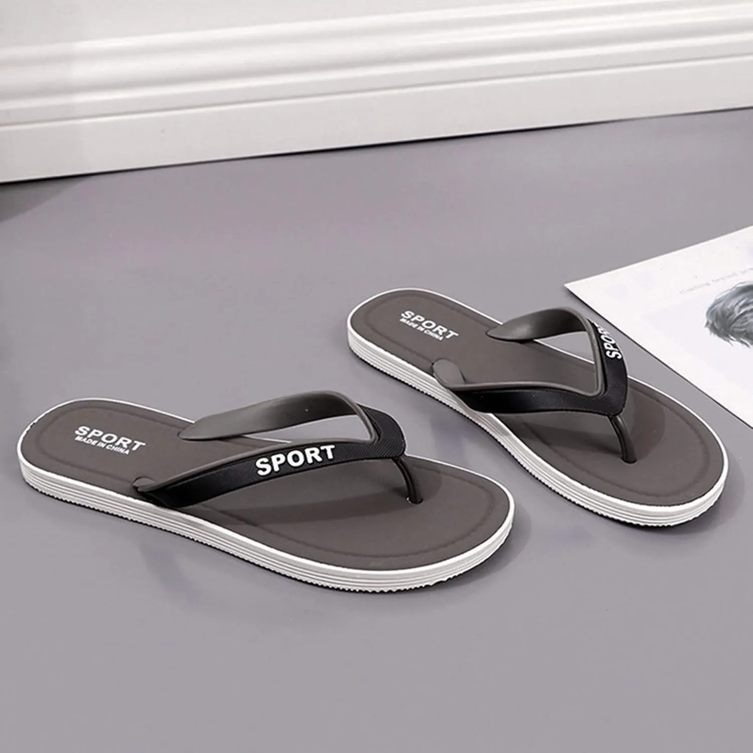 Vickyleb Flip Flops for Men,Men's Flip Flops Trendy Summer Comfortable Fashion Beach Sandals C
