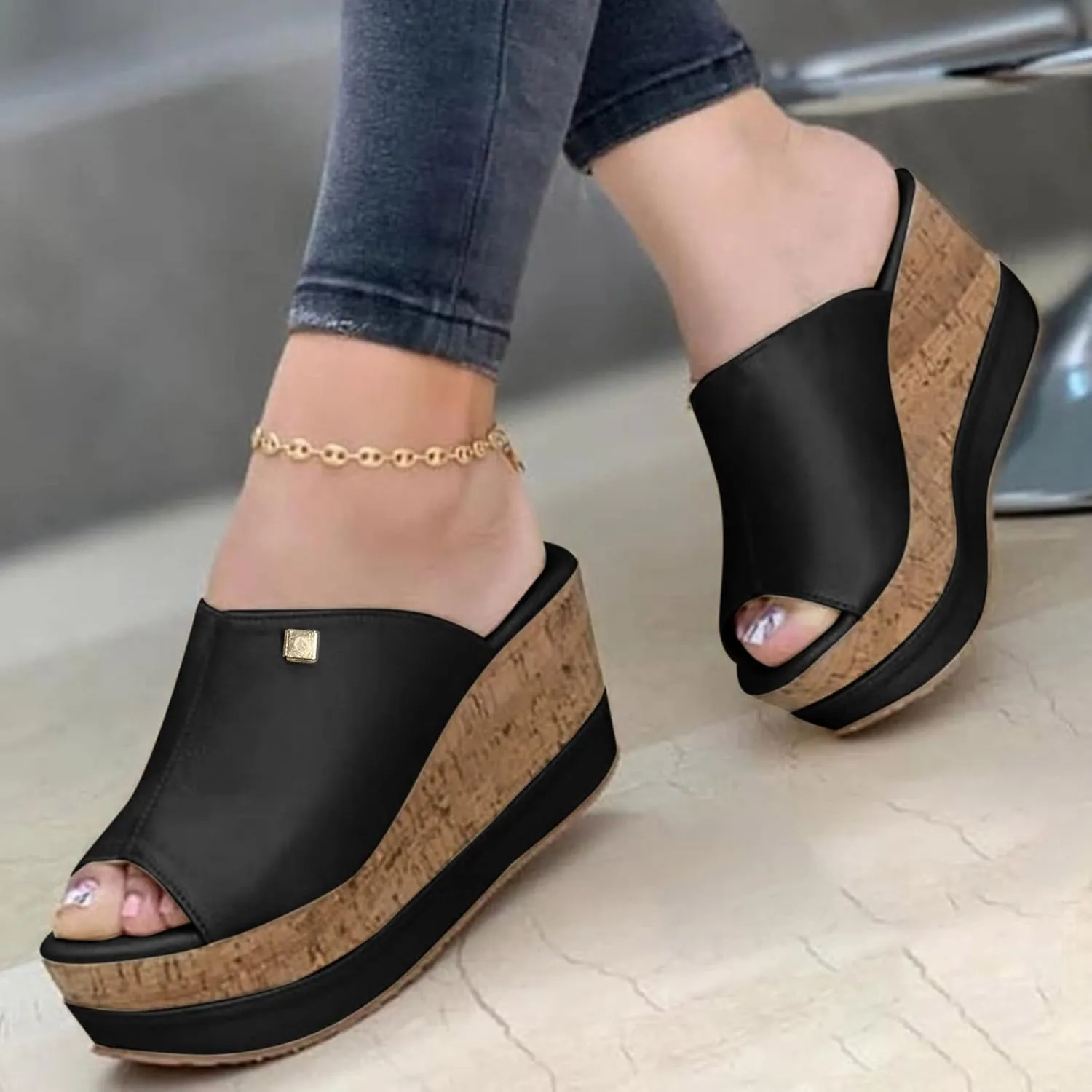 Wedge Sandals for Women Comfortable Wide Width Cushioned Footbed Adjustable Straps Platform Slides Summer Walking Shoes 2025 Spring and Summer Vacation