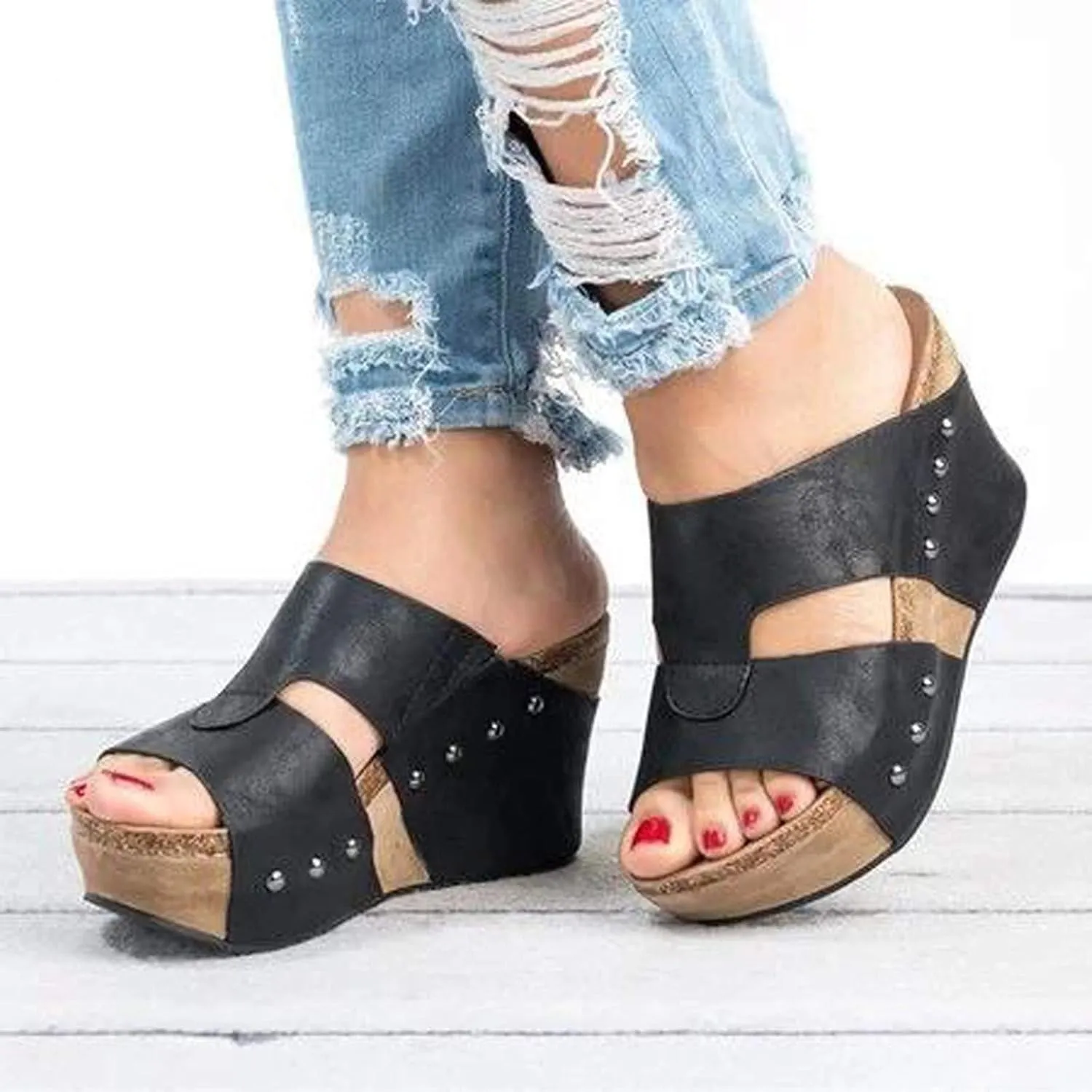 Wedge Sandals for Women Comfortable Wide Width Cushioned Footbed Adjustable Straps Platform Slides Summer Walking Shoes 2025 Spring and Summer Vacation