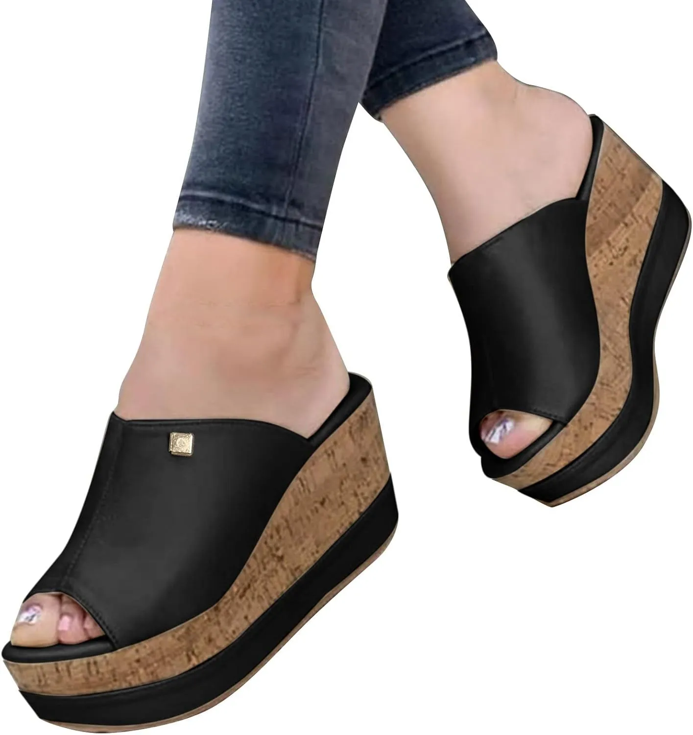 Wedge Sandals for Women Comfortable Wide Width Cushioned Footbed Adjustable Straps Platform Slides Summer Walking Shoes 2025 Spring and Summer Vacation