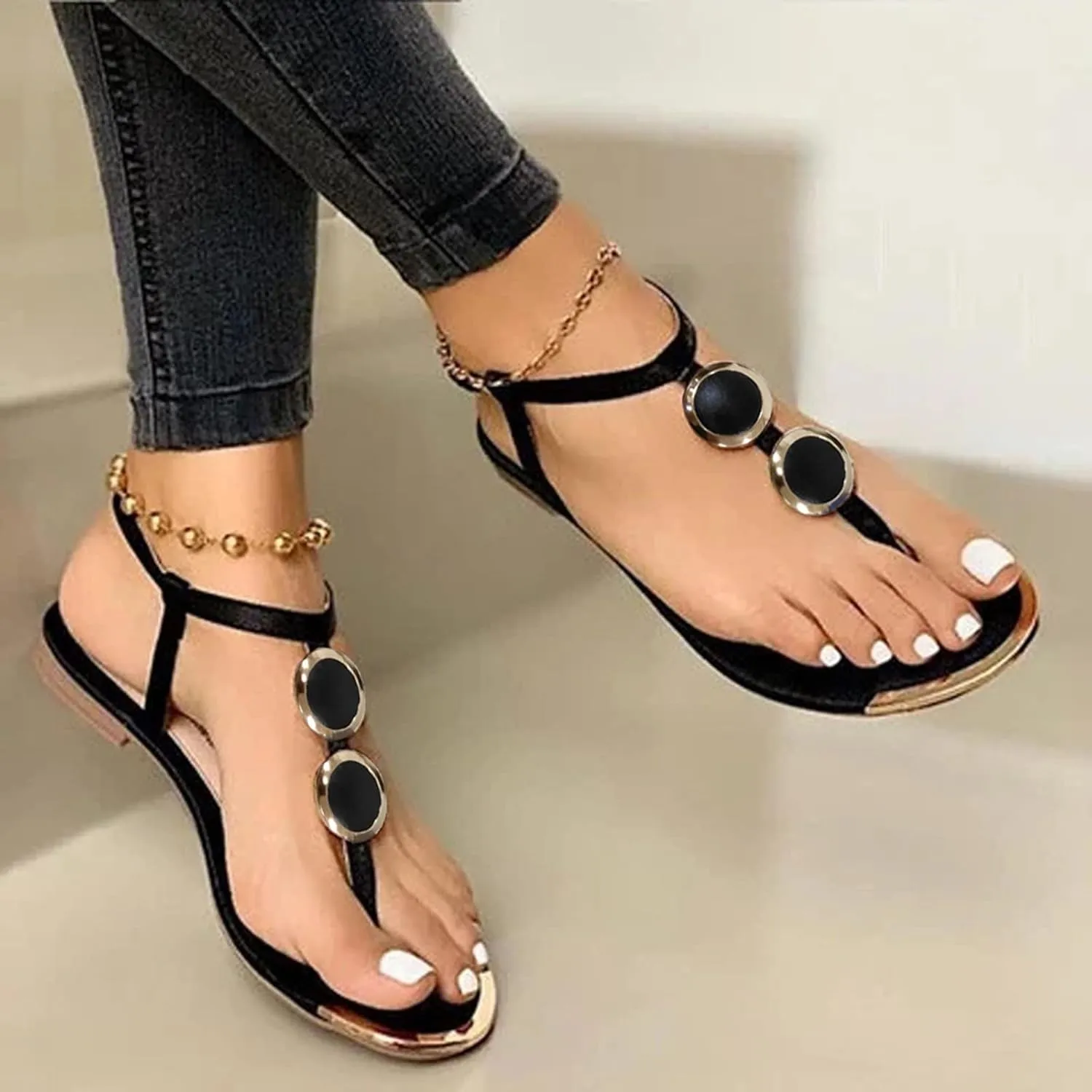 Women's Arch Support Flat Sandals Comfortable Ankle Strap Outdoor Walking Shoes Soft Soled Sandals for Women