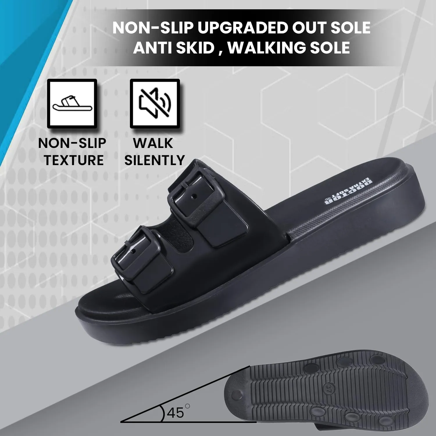 Women's Classic Cushion Sliders/Slippers with Adjustable Buckle Strap for Adult | Comfortable & LightWeight| Stylish & Anti-Skid| Waterproof & Everyday Flip Flops Ladies/Girls D-523