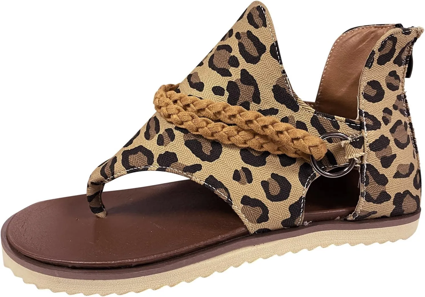 Women's Elastic Ankle Strap Flat Sandals Comfortable Casual Summer Cool Shoes Plantar Fasciitis Sandals