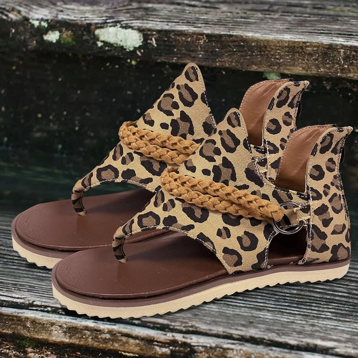 Women's Elastic Ankle Strap Flat Sandals Comfortable Casual Summer Cool Shoes Plantar Fasciitis Sandals