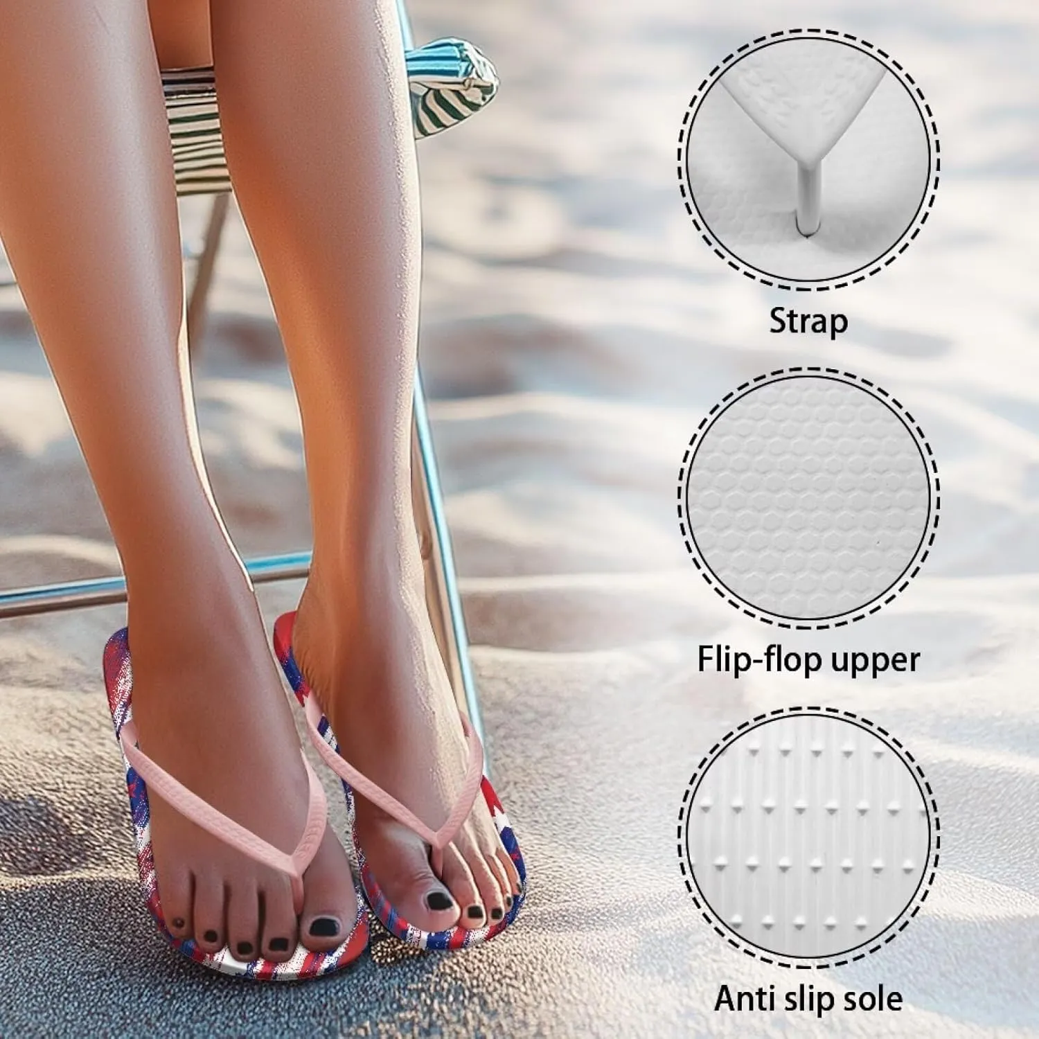 Women's Flip Flops Fashion Summer Sandal Lightweight Thong Sandals Non-Slip Shower Shoes Soft Slippers for Casual Beach Pool US Size 5-9
