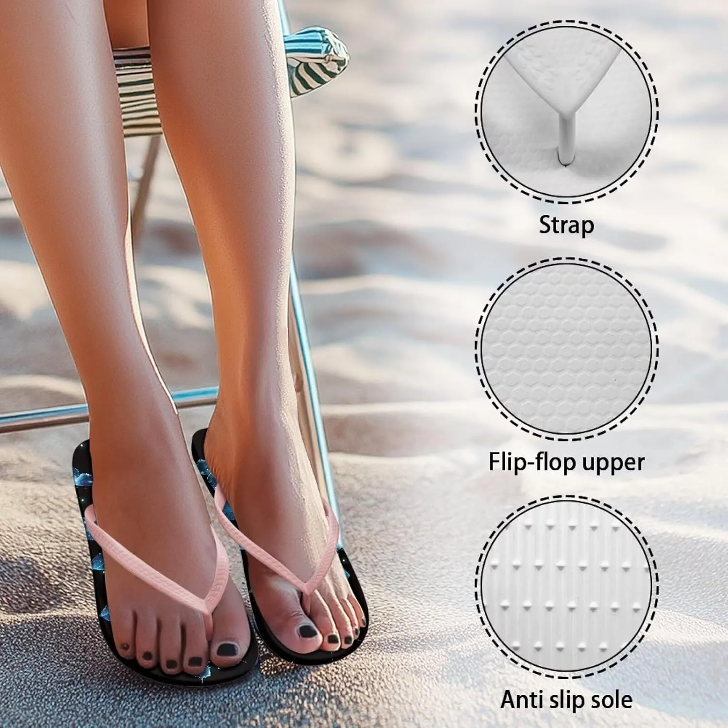 Women's Flip Flops Fashion Summer Sandal Lightweight Thong Sandals Non-Slip Shower Shoes Soft Slippers for Casual Beach Pool US Size 5-9