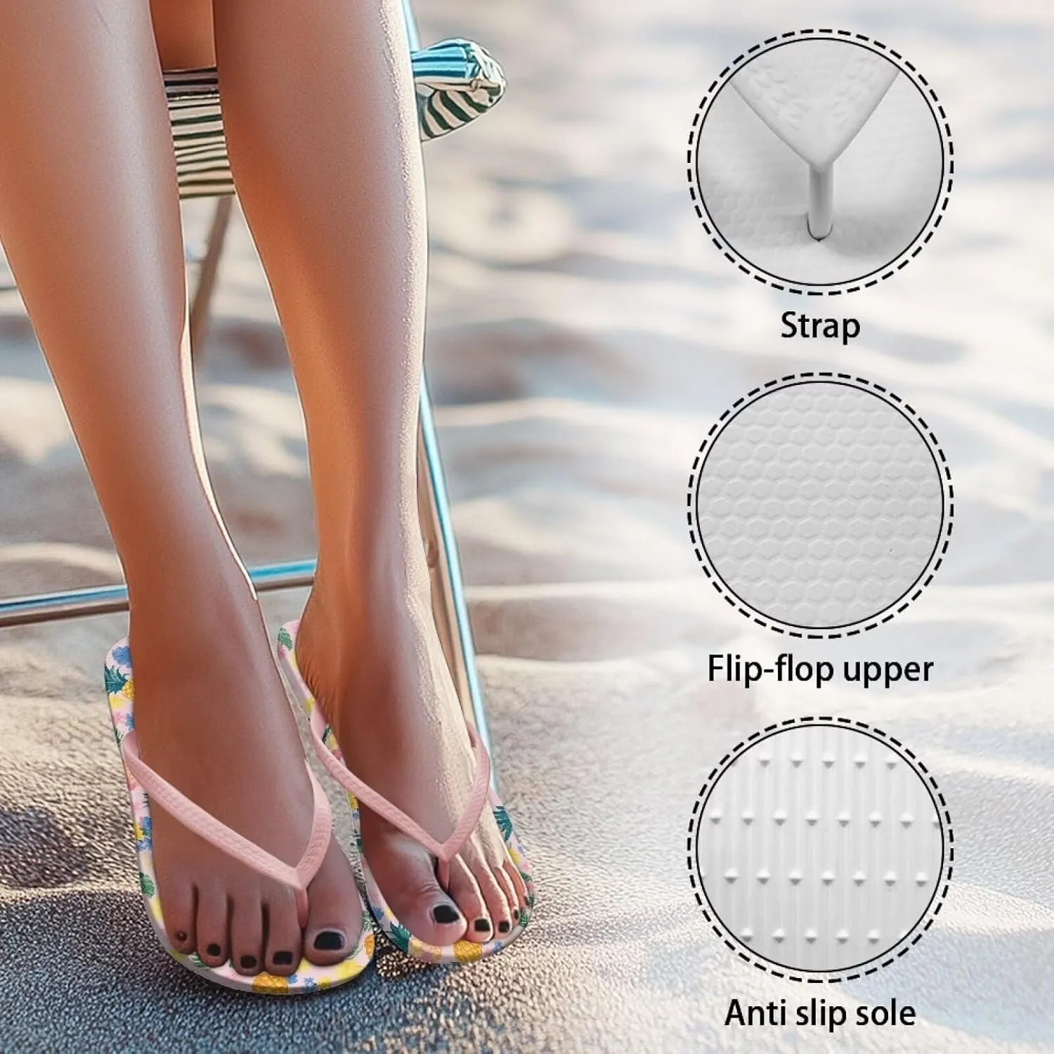 Women's Flip Flops Fashion Summer Sandal Lightweight Thong Sandals Non-Slip Shower Shoes Soft Slippers for Casual Beach Pool US Size 5-9