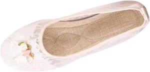 Women's Floral Ballet Flats Breathable Crochet Lace Ballerina Slip On Loafer Comfortable Round Toe Dress Flat Shoes
