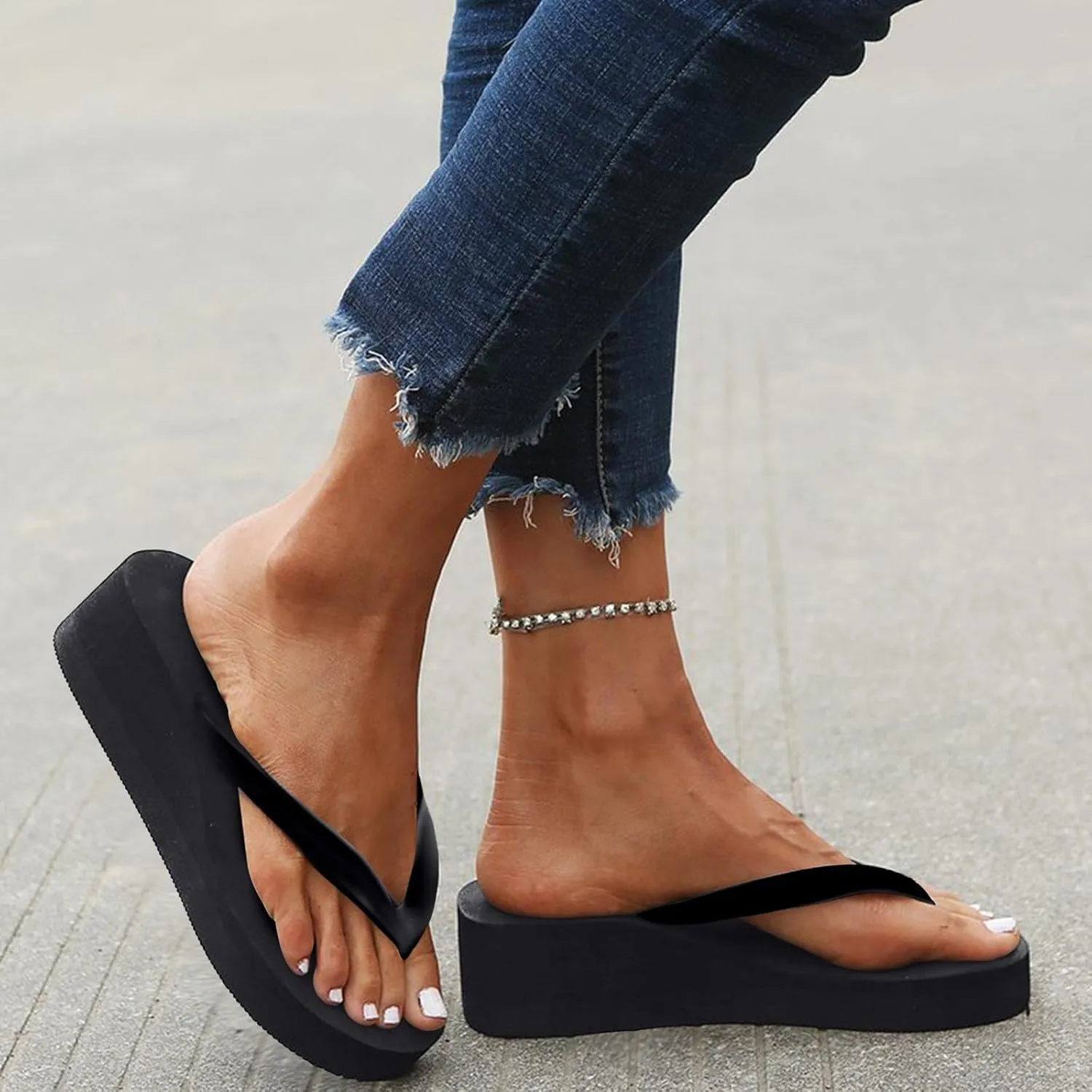 Women's Ladies Platform Wedges Bohemian Beach Shoes Slippers Sandals Summer Beach Flip Flops for Women