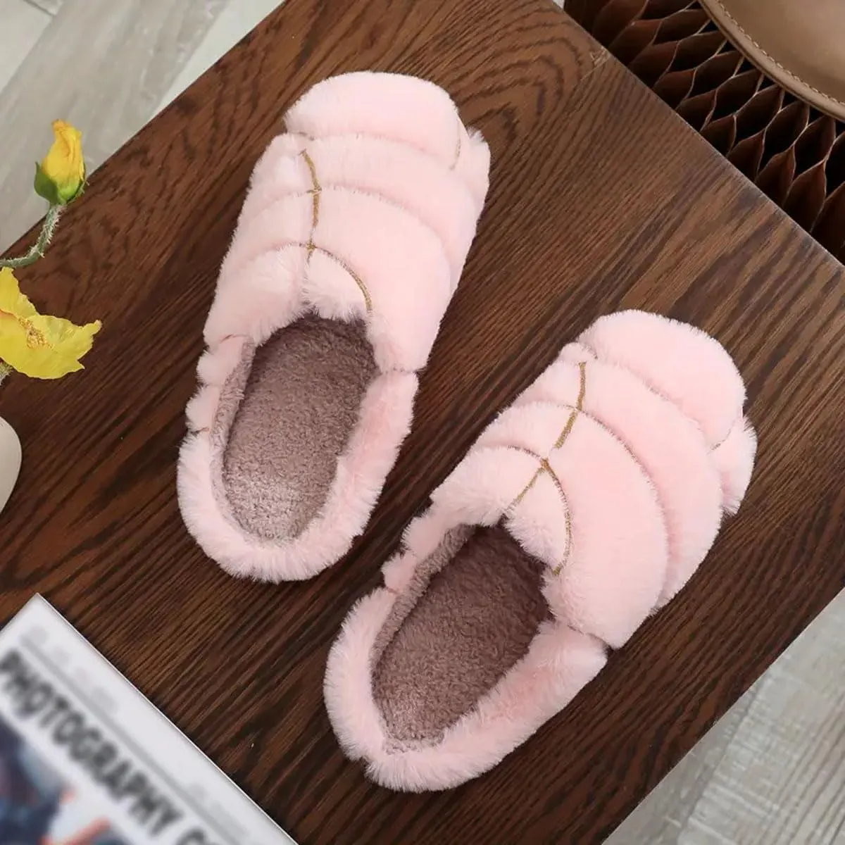 Womens Mens Animal Slippers Cute Cartoon Slippers Winter Warm Animal Couple Slippers Plush Fuzzy Cat Paw Slippers