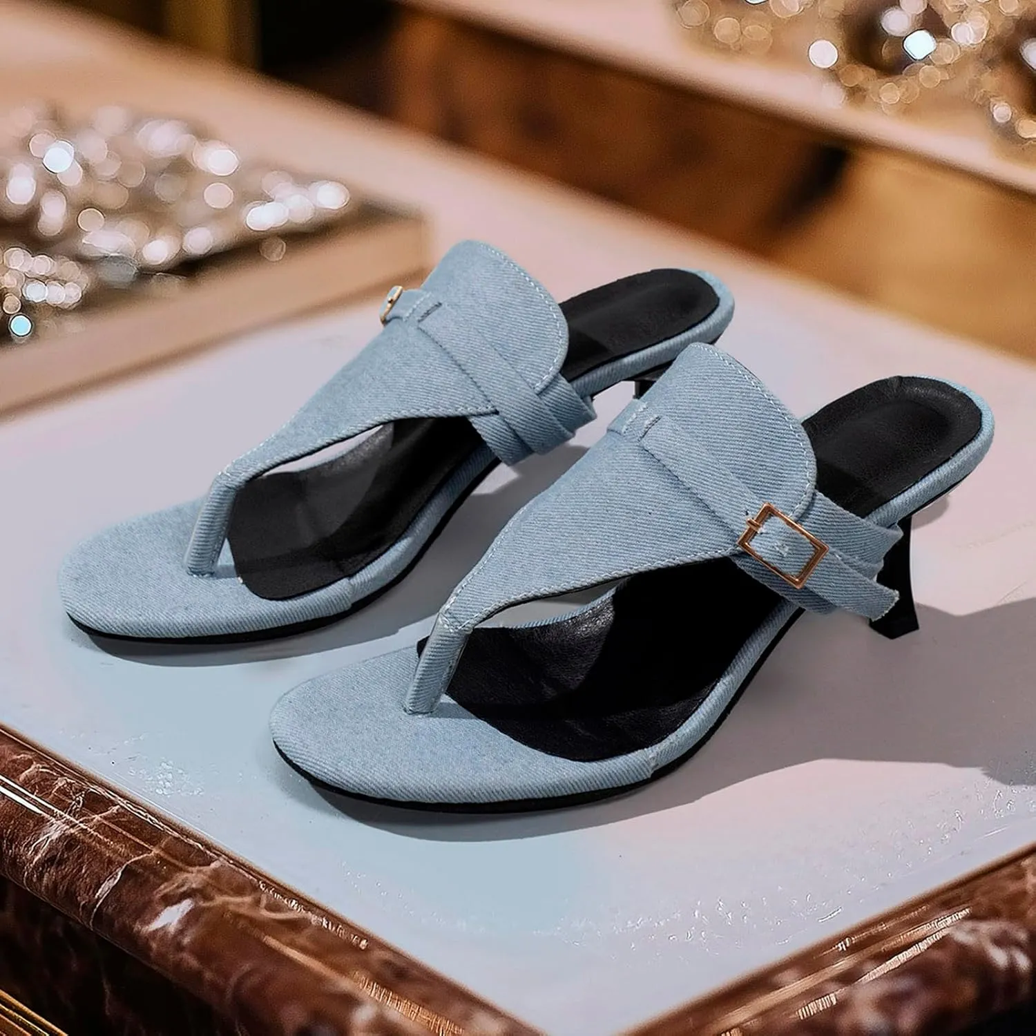 Womens Sandals Low Strappy Lace up Heels Open Square Toe Thong Ankle Strap Heels Sexy Fashion Comfort Dress Shoes