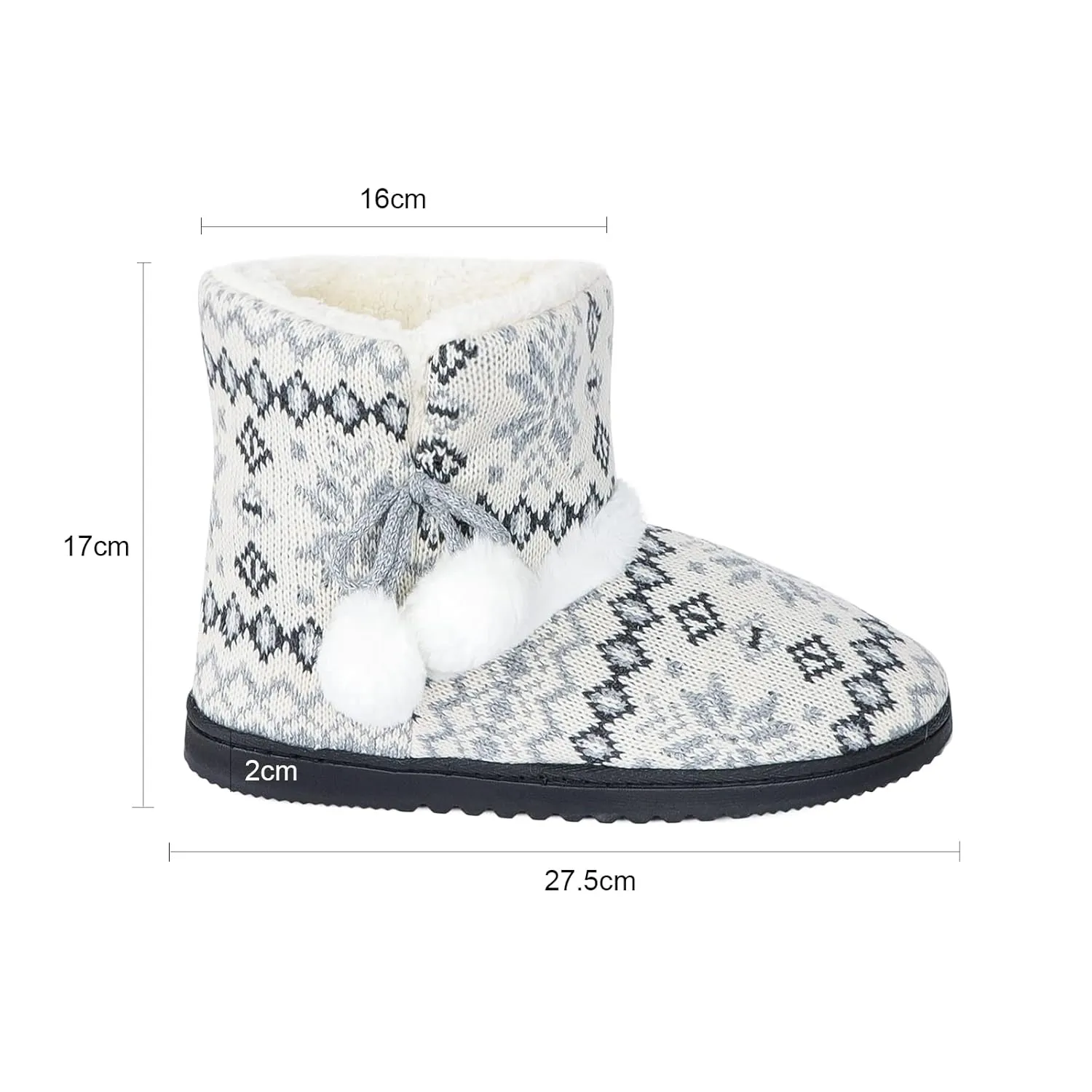 Womens Snow Boot Slippers Winter Furry Boot Slippers Knit Bootie Slippers Memory Foam Slippers Fleece Slip-on House Shoes
