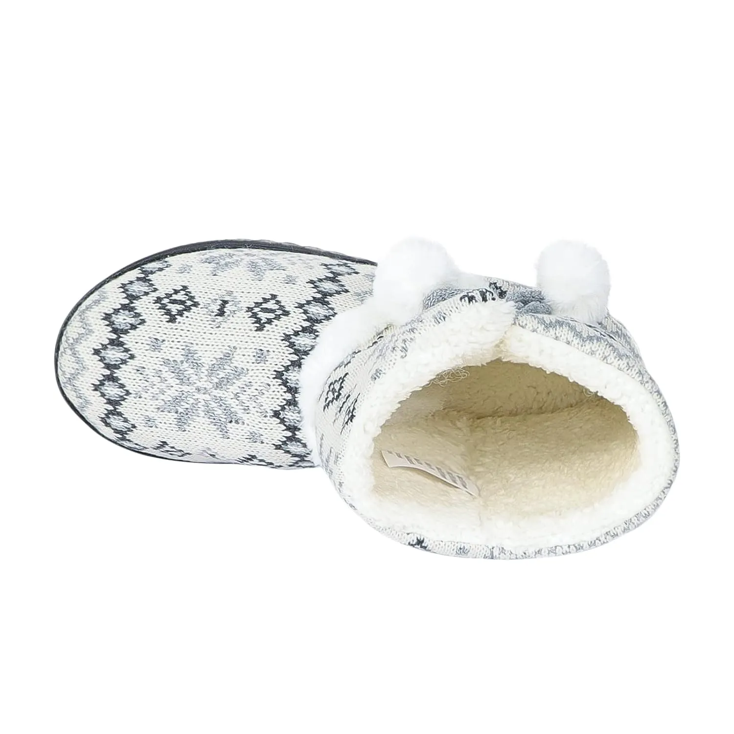 Womens Snow Boot Slippers Winter Furry Boot Slippers Knit Bootie Slippers Memory Foam Slippers Fleece Slip-on House Shoes