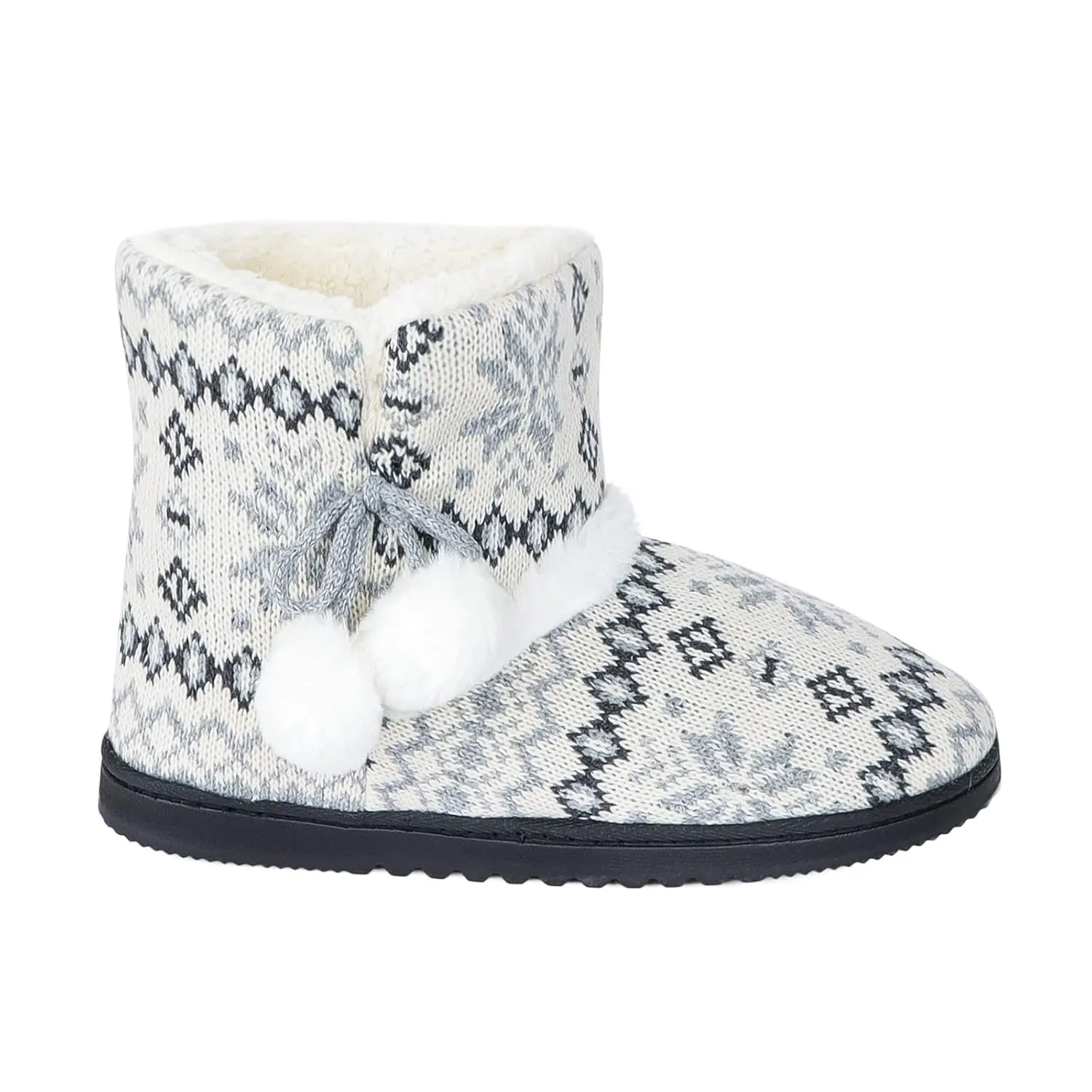 Womens Snow Boot Slippers Winter Furry Boot Slippers Knit Bootie Slippers Memory Foam Slippers Fleece Slip-on House Shoes