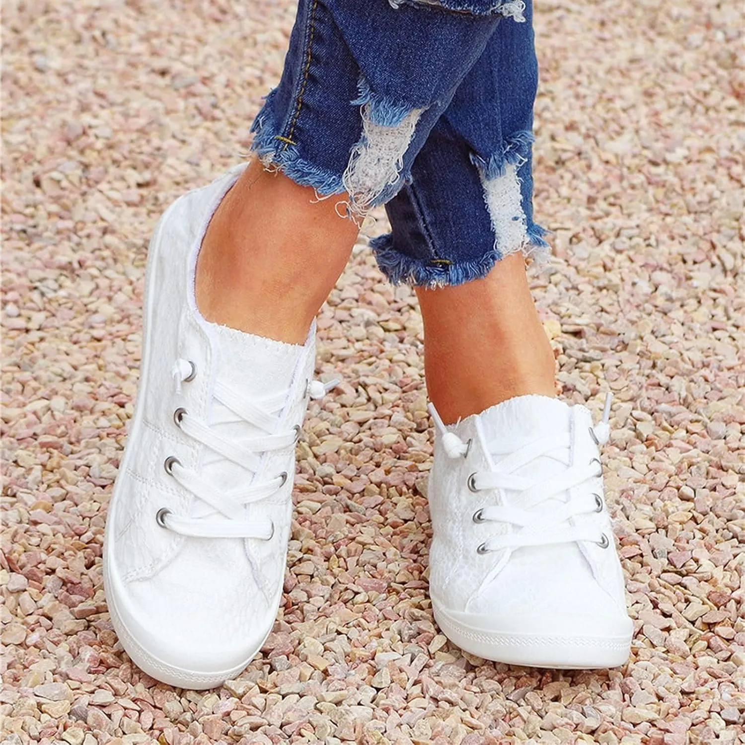 Women's Soft Ladies Loafers Flat Shoes Autumn Vulcanize Canvas Women's Casual Shoes Flat Sandals Summer