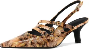 Zamikoo Slingback Heels for Women Buckle Strap Pointed Toe Chunky Block Low Heel Pumps Shoes Dressy 2.5 Inches