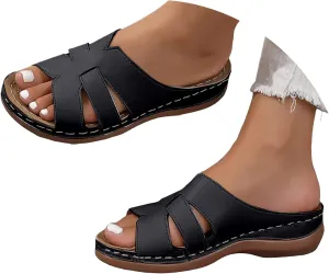 ZSpzx Orthopedic Sandals for Women,2025 Arch Support Wedge Flip Flops Slide Comfortable Open Toe Dressy Summer Sandalias Slip on Plantar Fasciitis Slippers Walking Beach Shoes