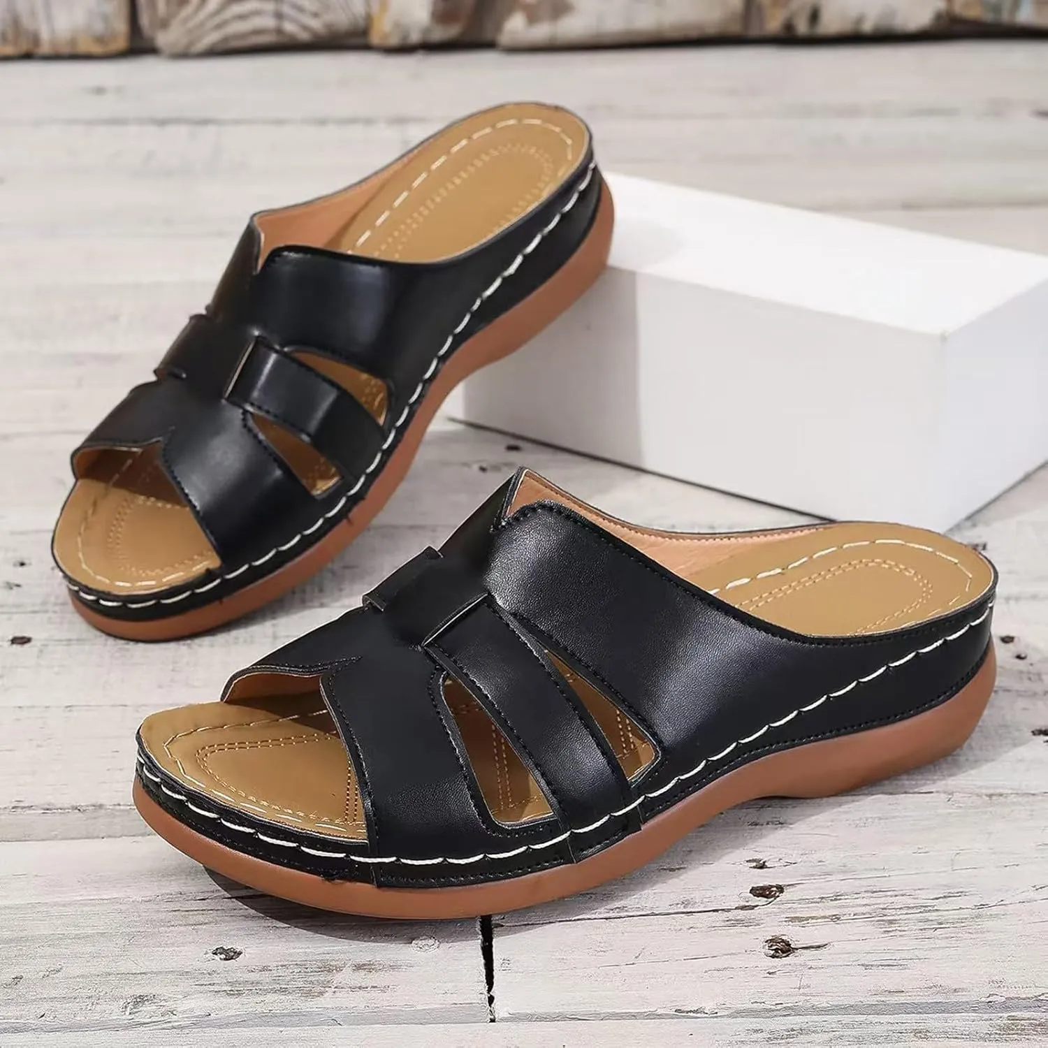 ZSpzx Orthopedic Sandals for Women,2025 Arch Support Wedge Flip Flops Slide Comfortable Open Toe Dressy Summer Sandalias Slip on Plantar Fasciitis Slippers Walking Beach Shoes